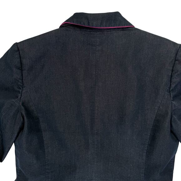 Vtg Apostrophe Blazer Skirt Suit Women Sz 8 Dark Blue Hot Pink Office 90s Work - Picture 16 of 16